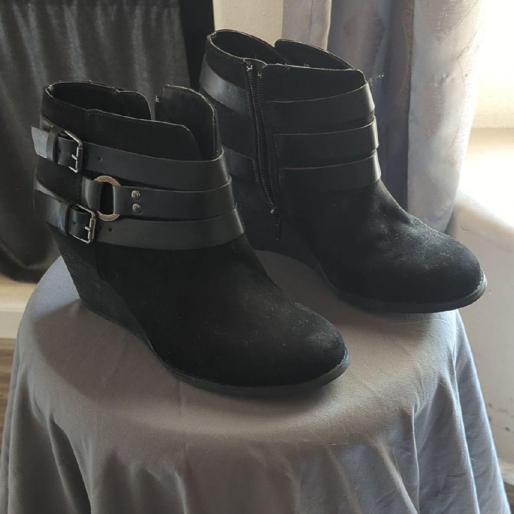 Carlos Black Strapped Ankle Booties